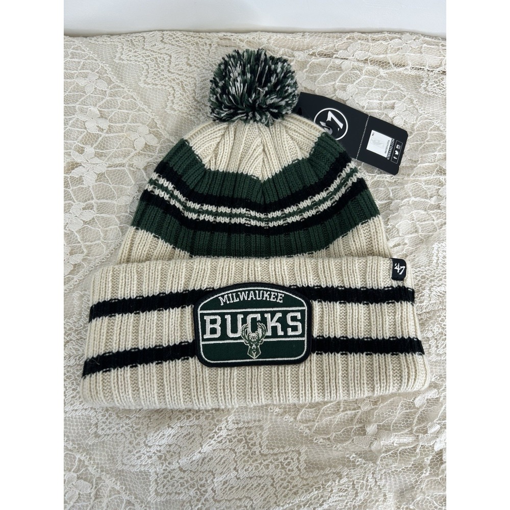 Milwaukee Bucks Basketball Winter Hat NWT 47 Brand One Size Adult NBA Wisconsin